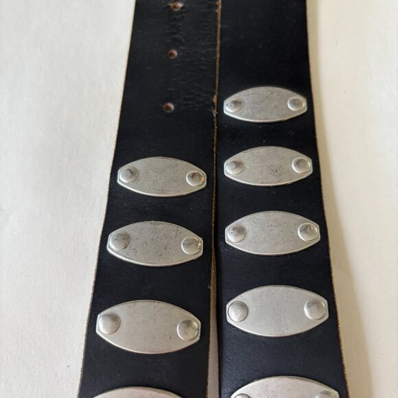 90s Espresso + Silver Leather Belt sz S - Picture 3 of 8